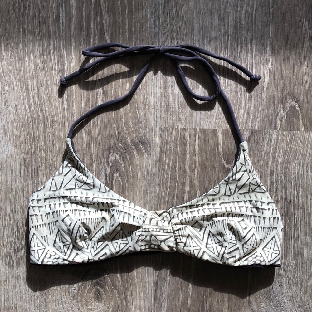 Rip Curl Black and Cream Bikini Top